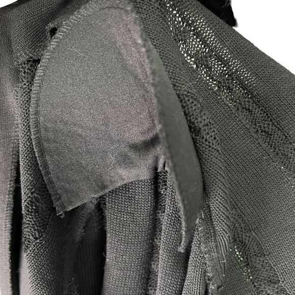 Ming Wang Black Faux Fur Cable Knit Cardigan Sweater Size 0X Glam Quiet Luxury - Picture 8 of 12